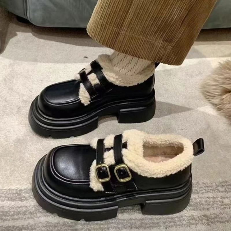 Women'S Fashion Shoes - الشتاء النمط البريطاني أحذية جلدية صغيرة