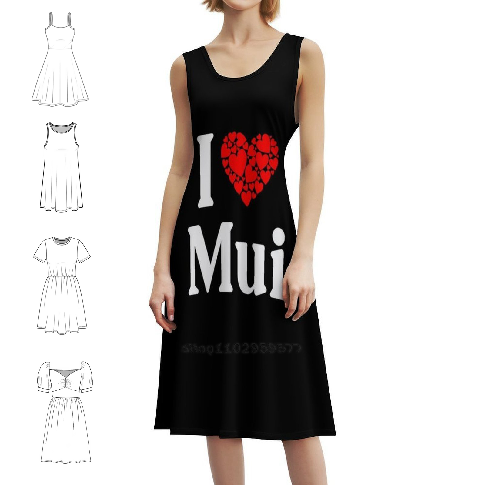Women Fashion Dress Names - فستان Mui Heart-I Love Mui Boho
