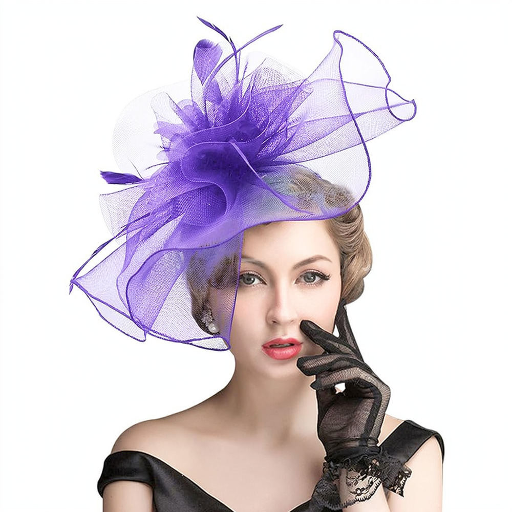 قبعة ريترو شبكية مزينة بالريش، - مراجعة Women'S Fashion Kentucky Derby وسعره